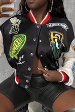 Load image into Gallery viewer, SLAYR LETTER PRINT BASEBALL JACKET