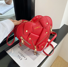 Load image into Gallery viewer, Moto Jacket Design Heart-Shape Crossbody Bag