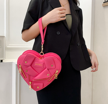Load image into Gallery viewer, Moto Jacket Design Heart-Shape Crossbody Bag