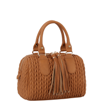 Load image into Gallery viewer, Chevron Quilted Tassel Zipper Boston Bag Satchel