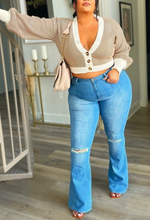 Load image into Gallery viewer, Plus Size High Rise Medium Denim Flare Jeans - Women's Bottom, Casual Style, Comfortable Fit - Womenswear