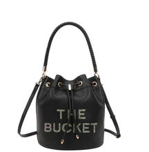 Load image into Gallery viewer, Rhinestoned "The Bucket" Draw String Hobo -Shoulder Bag