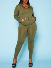 Load image into Gallery viewer, Zip Up Front Hoodies and Leggings Set