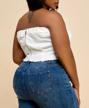 Load image into Gallery viewer, Denim Frayed Hem Tube Crop Top
