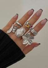 Load image into Gallery viewer, Large Stone Pearl Flower Unfixed RingSet
