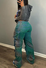 Load image into Gallery viewer, Tie Dye Denim Cargo Jeans
