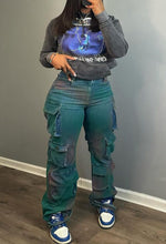 Load image into Gallery viewer, Tie Dye Denim Cargo Jeans
