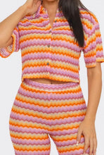 Load image into Gallery viewer, Multi Strip Buttom Down Crop to and Pants Set
