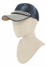 Load image into Gallery viewer, DENIM CAP WITH RHINESTONE HEART ACCENT
