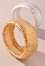 Load image into Gallery viewer, Ribbed Metal Stretch Bangle Bracelet
