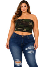 Load image into Gallery viewer, Plus Size Tube Top Women Cropped Shirt Animal Print,Solid
