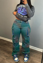 Load image into Gallery viewer, Tie Dye Denim Cargo Jeans

