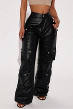 Load image into Gallery viewer, Faux Leather Cargo Pants
