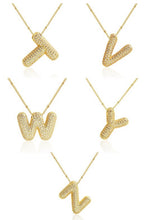 Load image into Gallery viewer, Stainless Steel Chain Initial Necklace,Pave Brass Pendant
