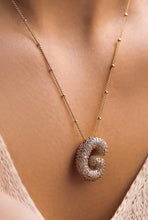 Load image into Gallery viewer, Stainless Steel Chain Initial Necklace,Pave Brass Pendant
