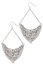 Load image into Gallery viewer, Rhinestone Metal Mesh Triangle Fish Hook Earring
