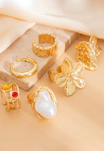 Load image into Gallery viewer, Large Stone Pearl Flower Unfixed RingSet
