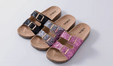 Load image into Gallery viewer, Women’s Glitter Comfort Flat Party Sandals
