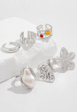 Load image into Gallery viewer, Large Stone Pearl Flower Unfixed RingSet
