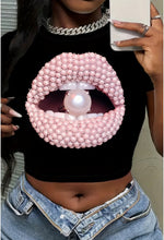 Load image into Gallery viewer, Sexy Pearl Lip Print Baby Tee
