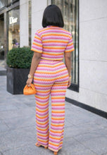 Load image into Gallery viewer, Multi Strip Buttom Down Crop to and Pants Set
