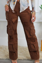 Load image into Gallery viewer, High Rise Multi Pocket Distressed Cargo
