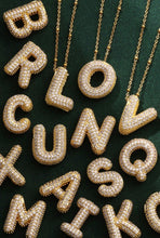 Load image into Gallery viewer, Stainless Steel Chain Initial Necklace,Pave Brass Pendant
