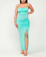 Load image into Gallery viewer, Cowl Neck Side Elastic Túnel Shirring Tie Dress
