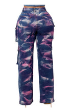 Load image into Gallery viewer, Bleach Dyed High Waisted Cargo Jeans
