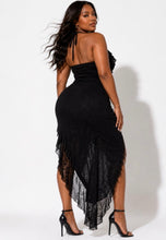 Load image into Gallery viewer, Plus Size Textured Ruffle Halter Asymmetrical Midi Dress
