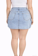 Load image into Gallery viewer, Plus Size Cargo Mini Short Skirts Denim Pockets stretch
