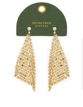 Load image into Gallery viewer, GOLD DIPPED Rhinestone Metal Mesh Triangle Earring
