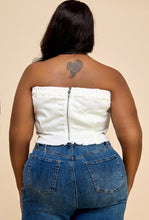 Load image into Gallery viewer, Denim Frayed Hem Tube Crop Top
