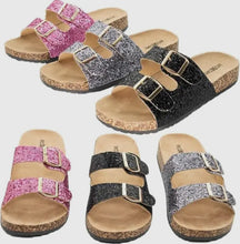 Load image into Gallery viewer, Women’s Glitter Comfort Flat Party Sandals
