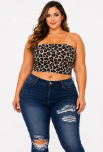 Load image into Gallery viewer, Plus Size Tube Top Women Cropped Shirt Animal Print,Solid
