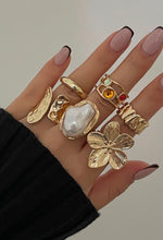Load image into Gallery viewer, Large Stone Pearl Flower Unfixed RingSet
