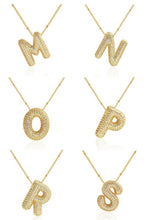Load image into Gallery viewer, Stainless Steel Chain Initial Necklace,Pave Brass Pendant
