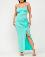 Load image into Gallery viewer, Cowl Neck Side Elastic Túnel Shirring Tie Dress

