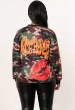 Load image into Gallery viewer, Camouflage Long Sleeve Round Neck Graphic Top
