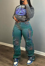 Load image into Gallery viewer, Tie Dye Denim Cargo Jeans
