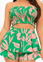 Load image into Gallery viewer, Tropical Elastic Shirring Tub Top and Shorts Set
