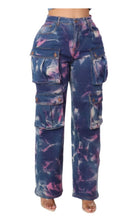 Load image into Gallery viewer, Bleach Dyed High Waisted Cargo Jeans
