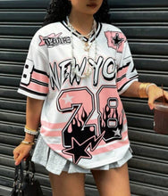 Load image into Gallery viewer, Number Print Loose V Neck T Shirt
