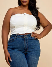 Load image into Gallery viewer, Denim Frayed Hem Tube Crop Top
