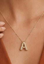 Load image into Gallery viewer, Stainless Steel Chain Initial Necklace,Pave Brass Pendant
