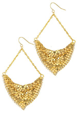 Load image into Gallery viewer, Rhinestone Metal Mesh Triangle Fish Hook Earring
