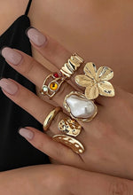 Load image into Gallery viewer, Large Stone Pearl Flower Unfixed RingSet
