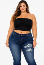 Load image into Gallery viewer, Plus Size Tube Top Women Cropped Shirt Animal Print,Solid
