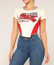 Load image into Gallery viewer, Racer short sleeve contrast stitch Detail Top

