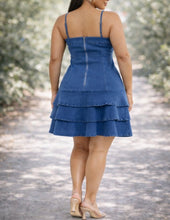 Load image into Gallery viewer, Plus Size Denim Ruffle Mini Dress

